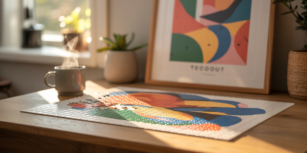 Woking a puzzle and displaying art
